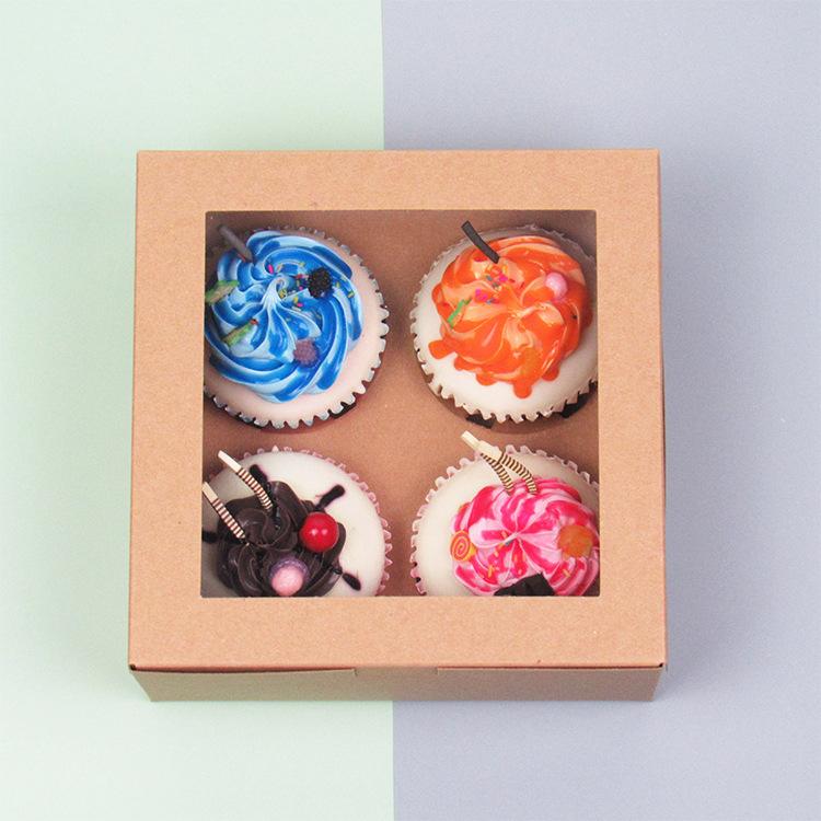 20/15/10/5/1pcs 4/6 Pack Clear Window Muffin Boxes, Kraft Paper Cupcake Containers for Bakery Desserts.needoh.paper plates