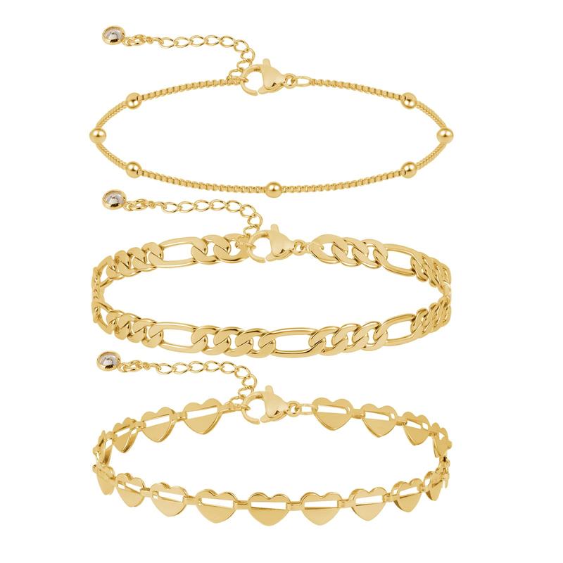 Layered Ankle Bracelets for Women Layering Anklets Set Bracelet 14k Gold Plated CZ Rhinestone Chain Anklet Bracelets Dainty figaro herringbone twisted rope anklet Women Beach Foot Jewelry Gifts