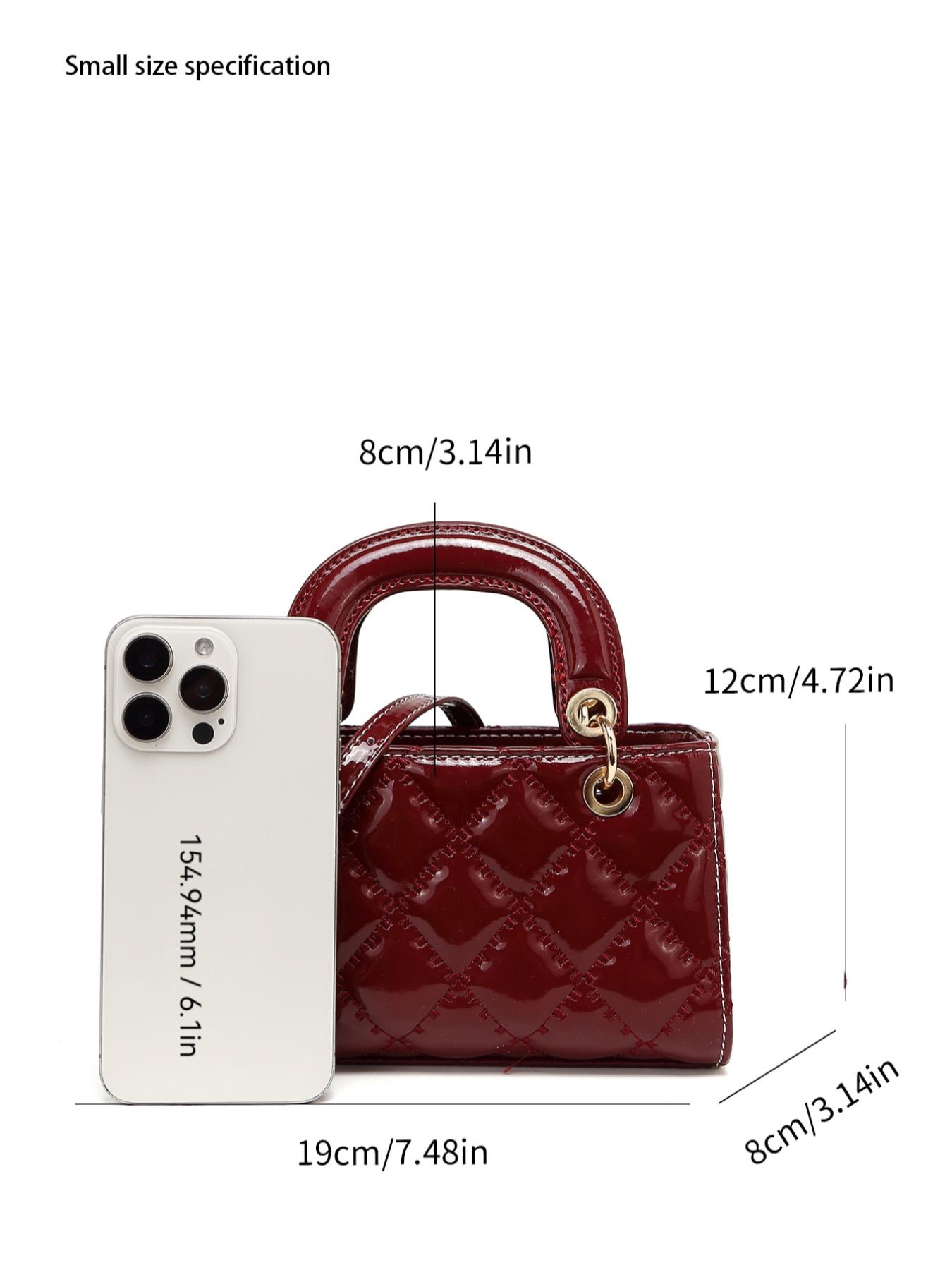 Women’s Small Cherry Pendant Leather Handbag, New Plaid Shoulder Bag, Versatile Crossbody Bag, Casual Plain Messenger Bag, Handbag Shoulder Purse