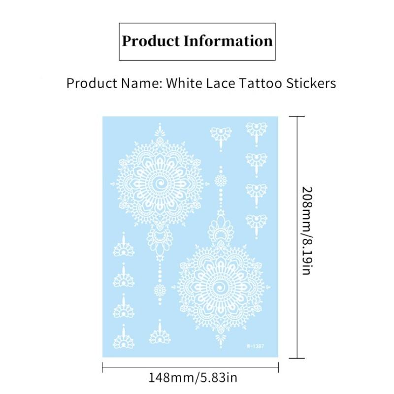 Lace Temporary Tattoo Stickers, Henna Style Hollow Design, Waterproof Non-Fading, Gentle Skin Friendly, Perfect for Weddings