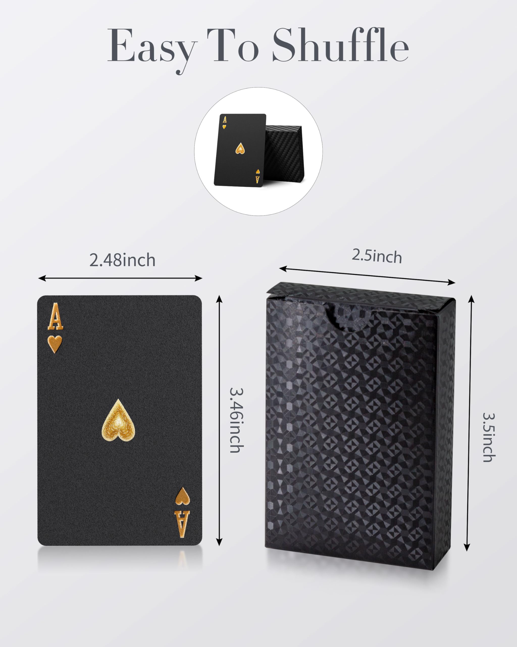 Diamond Waterproof Black Playing Cards, Poker Cards, HD, Deck of Cards