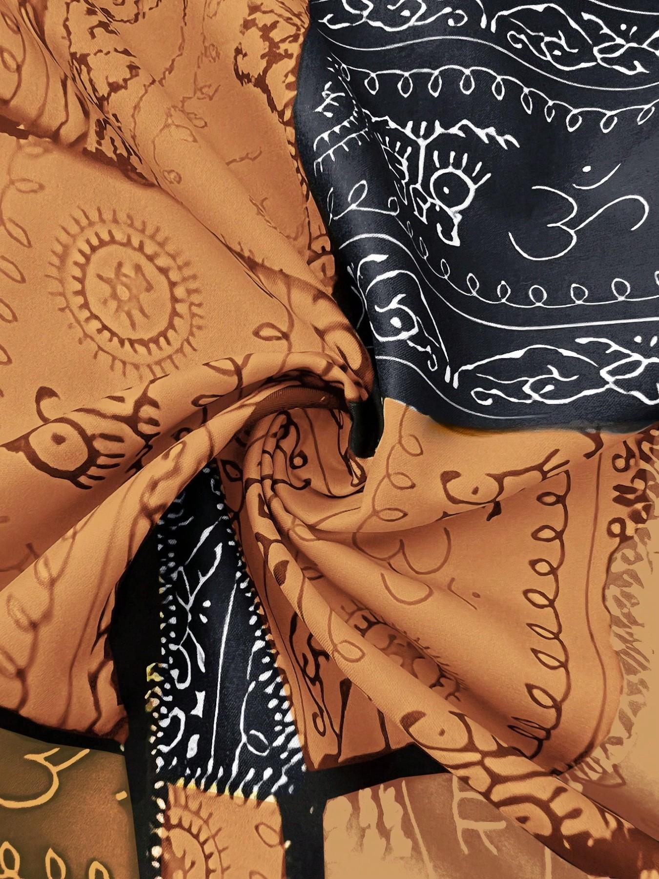 Women's Patchwork Print Jumpsuit, Boho Style Slim-Fitting Overall, Loose Wide Leg Casual Romper, All over Print Clothing, Bohemian