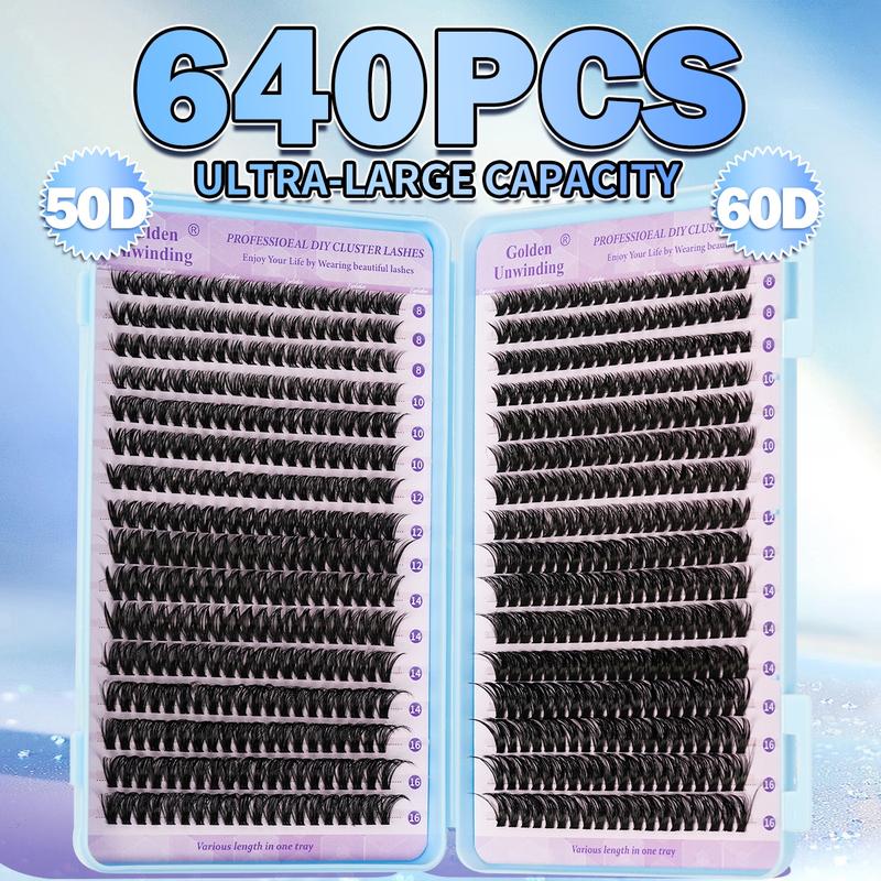 Natural Drifting Eyelash Clusters, Anime Style Lashes, Pointed Individual Extensions, C Curl Single Root, 8-16mm Bottom Cluster, DIY Home Use