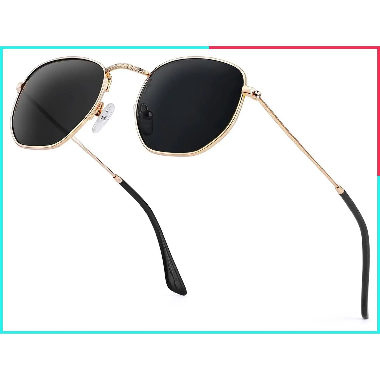 Polarized Hexagon Sunglasses with UV Protection, Trendy Metal Frame for Women and Men