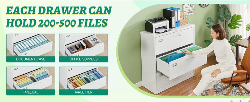 Letaya 3 Drawer File Cabinets with Lock,Metal Lateral Filing Cabinets for Home Office Organization Hanging Storage Letter/Legal/F4/A4(Assembly required)