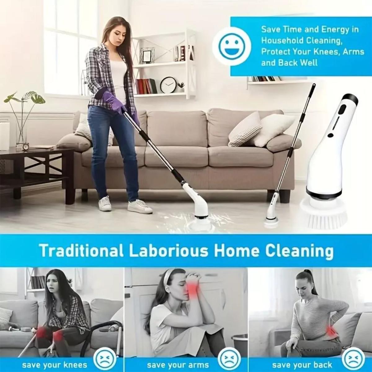 Electric Spin Scrubber, Cordless Shower Scrubber Full-Body IPX7 Waterproof, Electric Cleaning Brush with 4 Replaceable Brush Headsand 3 Adjustable Extension Handle, 2-Speed for Bathroom, Kitchen, Toilet, Window, Pool, tiktok shop deals