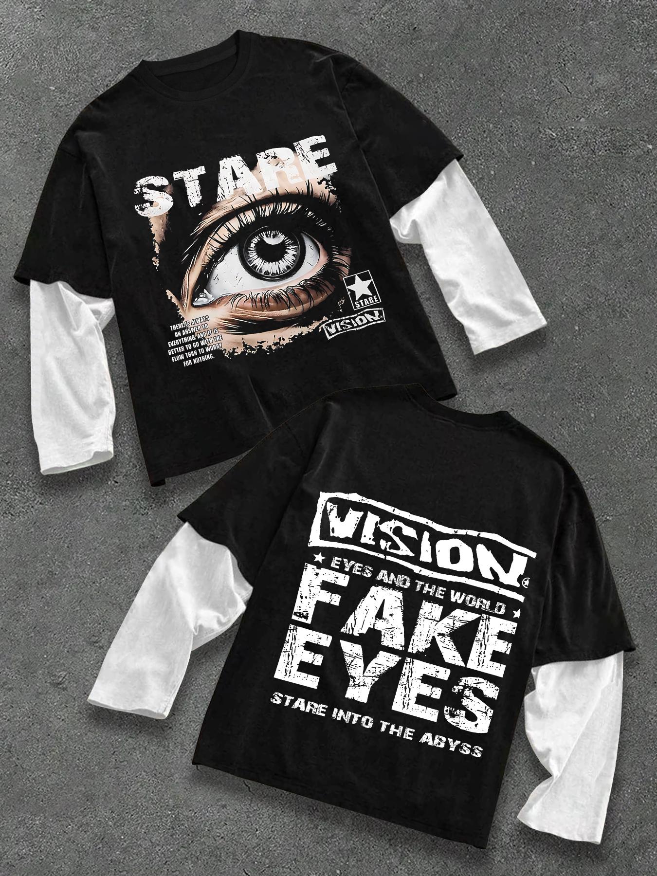 Trendy Short Sleeve & Patchwork Long Sleeve Tee Set, Street Style Fashion, Unique Layered Design, Perfect for Trendsetters