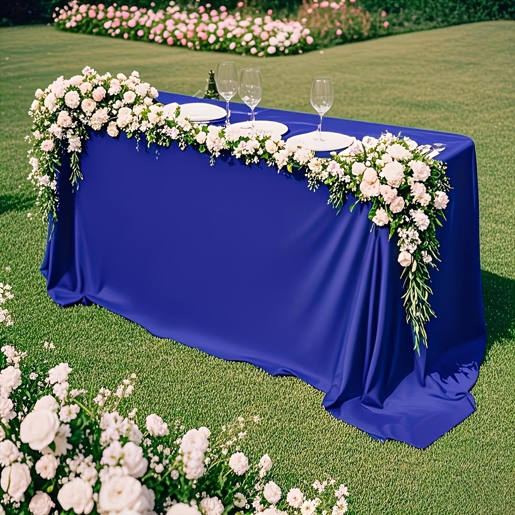 1pc Elegant Navy Blue Satin Tablecloth - Rectangular Polyester, Smooth Glossy Finish, Perfect for Weddings, Birthdays, Graduations, Dining Room, Picnics, and Outdoor Events, Outdoor Event Accessory | Elegant Table Setting | Glossy Finish Fabric