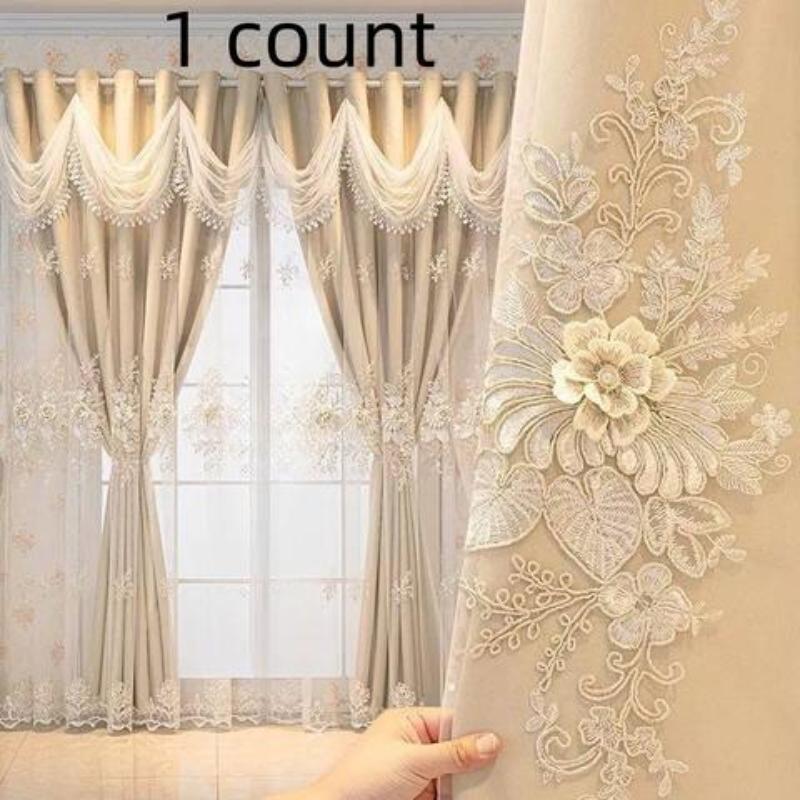 French Luxury Double Layer Sheer Curtain with Ruffle, Light Blocking, Princess Style, Suitable for Kids' Room, Living Room, Bedroom