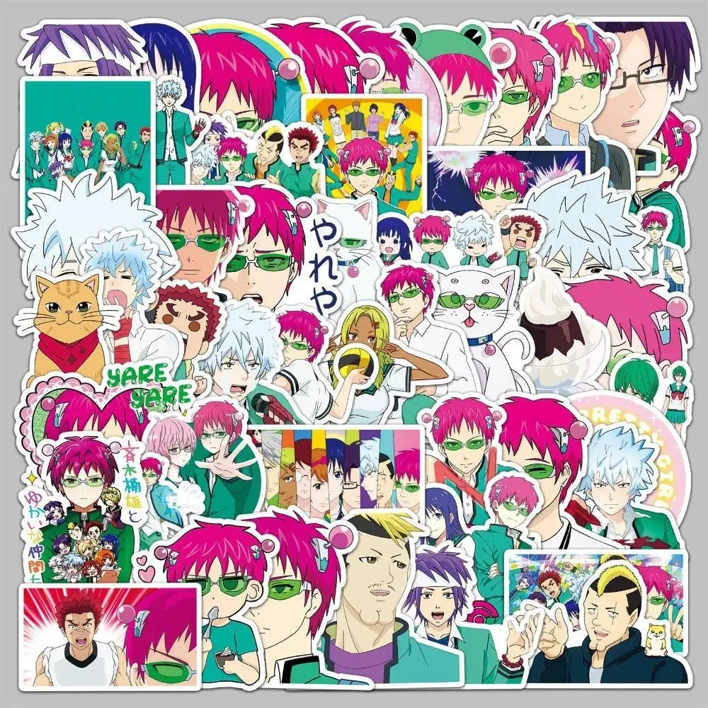 2026 hot item 50pcs The Disastrous Life of Saiki K Cartoon Graffiti Stickers Suitcase Stationery Laptop Computer Guitar DIY Decorate Decals Popular stickers