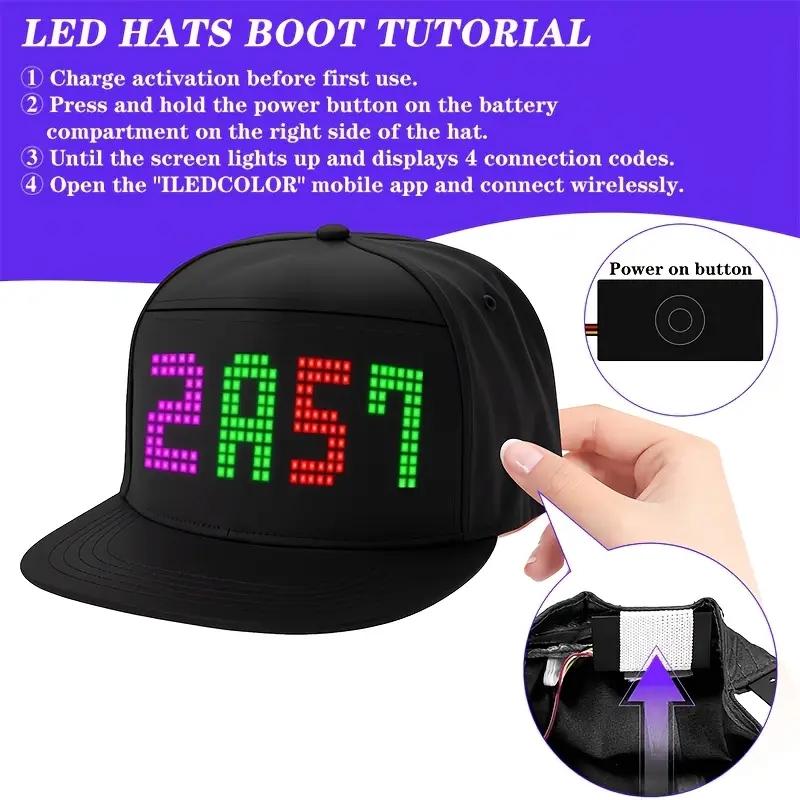 Customizable LED Hat Baseball Cap with Bluetooth – Display Your Message in Full Color! 16×32 Bright Perfect for Parties, Events, and Gifts App App Controlled Multifunctional Customizable LED Hat Baseball Cap with Bluetooth – Display Your Message in Full Color! 16×32 Bright Perfect for Parties, Events, and Gifts App App Controlled Multifunctional