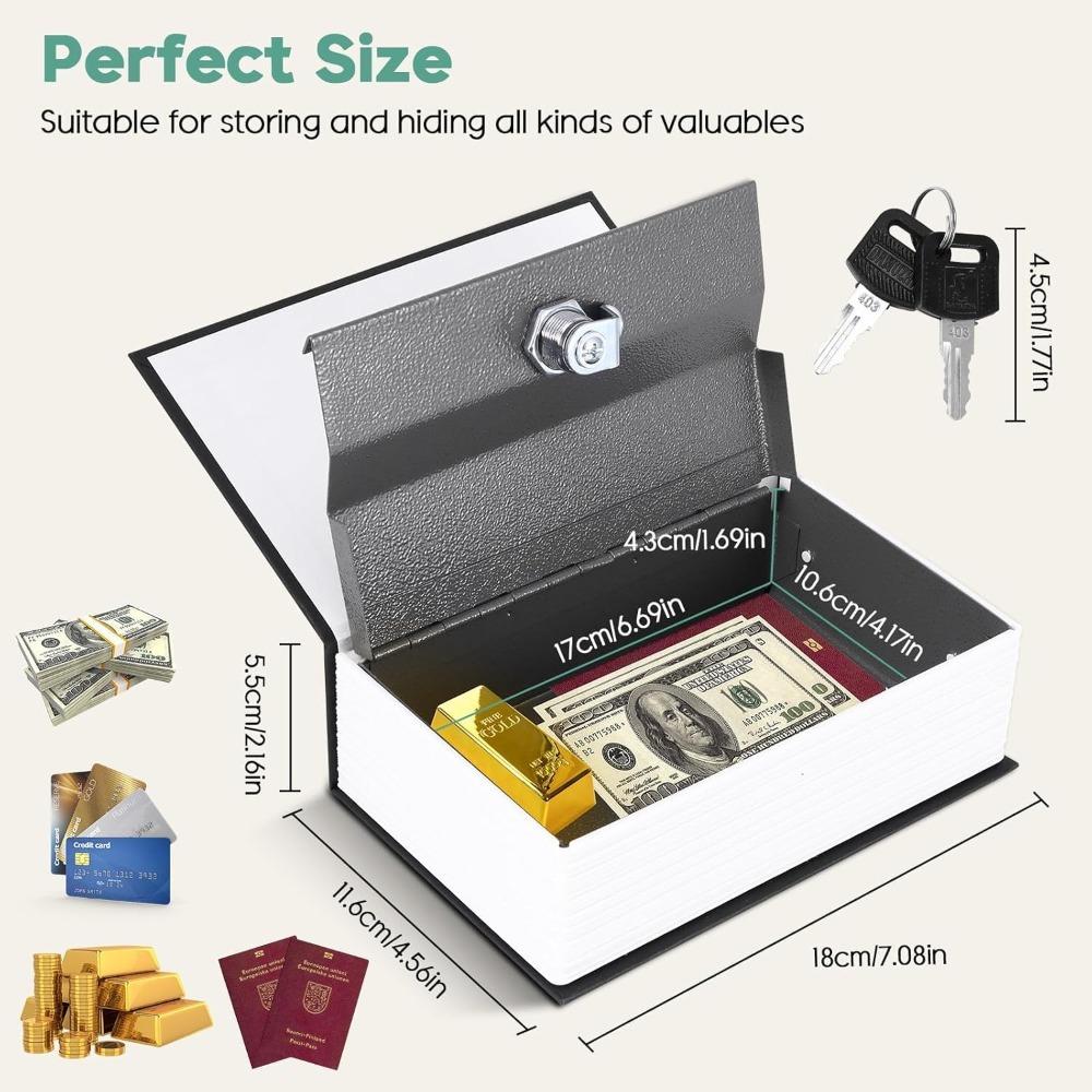 Book-Style Dictionary Hidden Storage | 3 Digit Combination Lock or Key Lock | Jewelry & Precious Ornaments Organizer | Portable Secret Storage for Rings Earrings Necklaces Cash Coins
