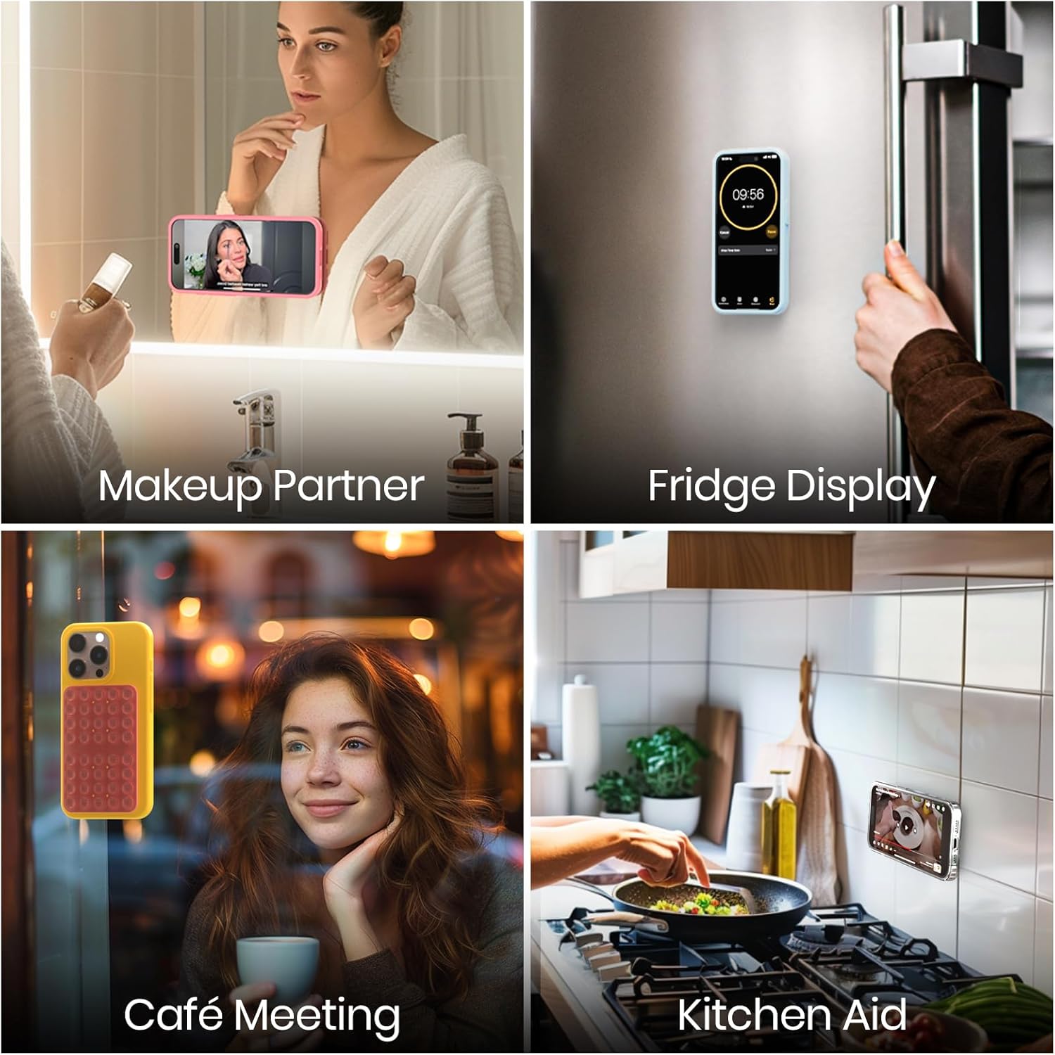 Silicone Phone Grip for iPhone & Android Hands-Free Cell Phone Holder with 40 Strong Suction Cups for Selfies Videos & Mobile Fidget Mirror Holder - CellphoneHARD EDGE