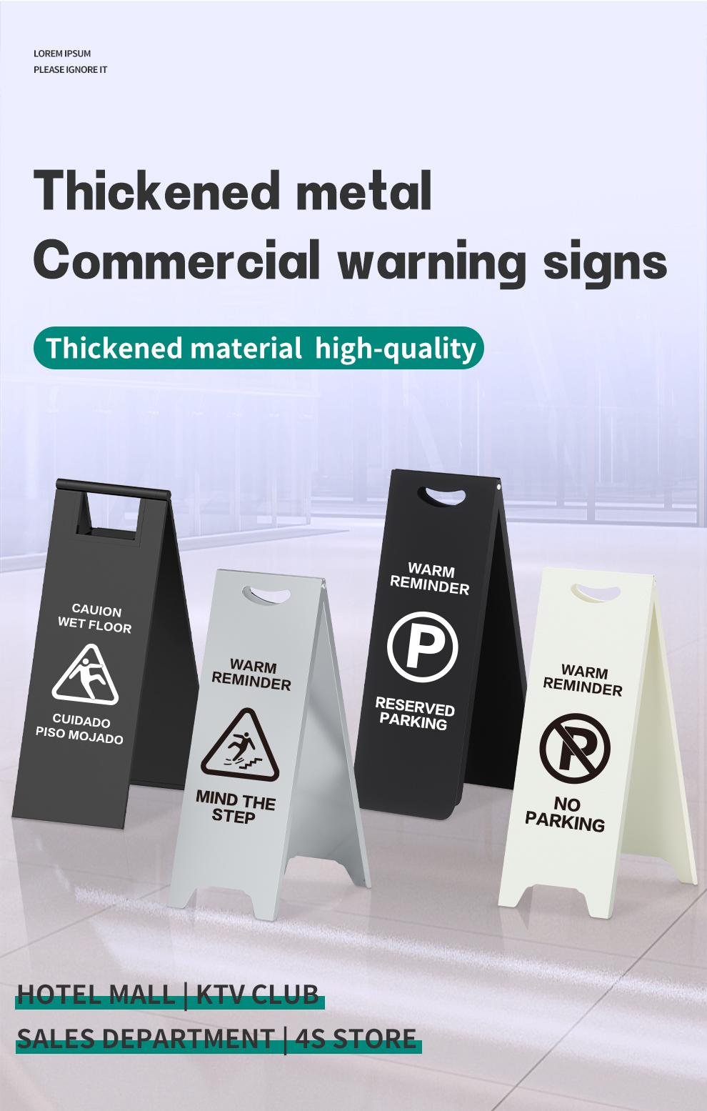 Metal Wet Floor Caution Sign, Durable Fade Resistant; Custom No Parking Sign, Maintenance Warning Sign for Commercial Use