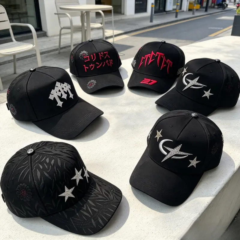 Barbas Hats x CT Premium Black Limited Edition Street Fashion Baseball Cap Unisex Adjustable Snapback with Star Patch Textured Brim and Metal Accent Men's Urban Snapback Accessory for Trendy Graphic Wear Men's Accessories Casual Wear