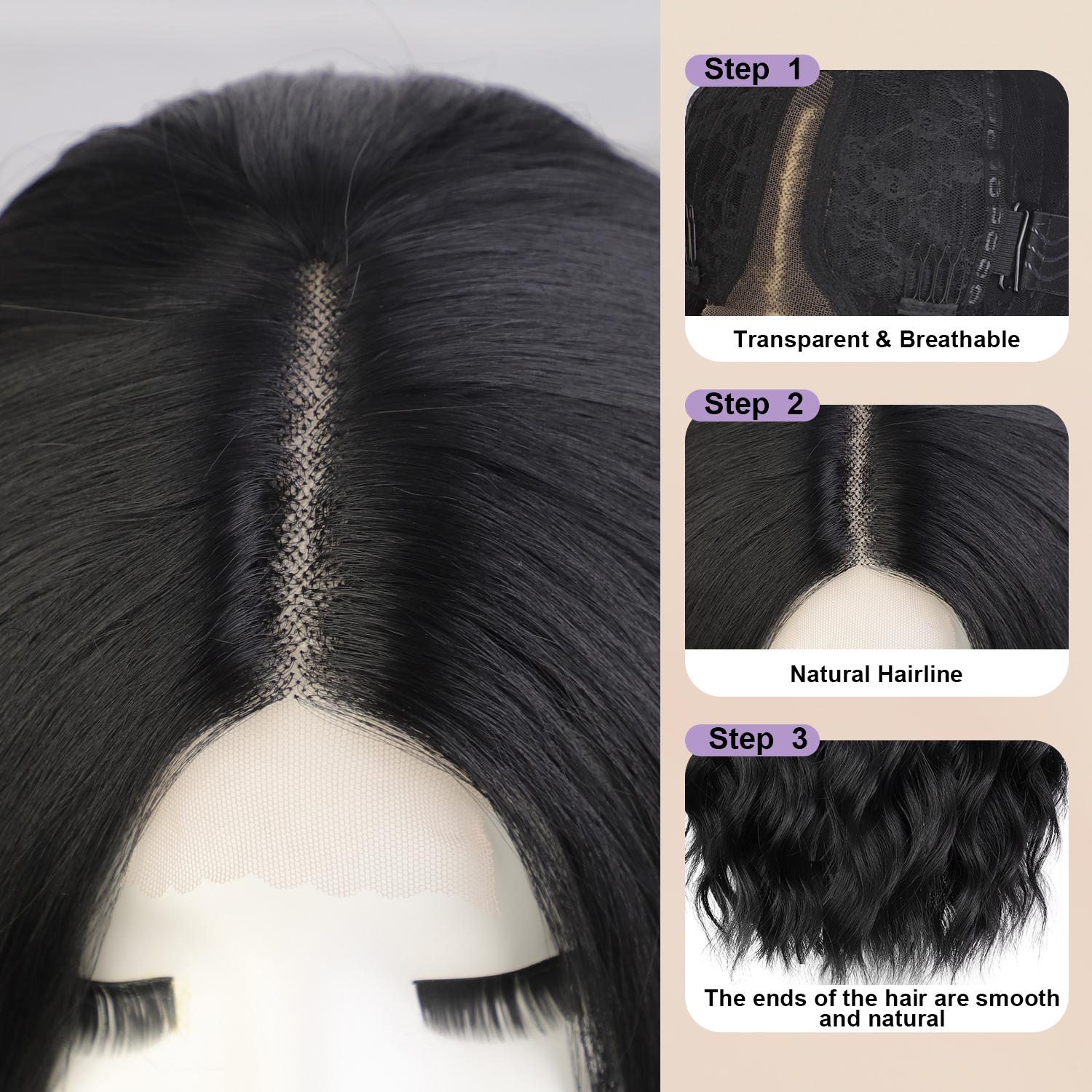 Brown Highlight Short Wavy Wig for Women Lace Hairline Bob Style Synthetic Heat Resistant - Natural Appearance for Everyday Hairstyle 14 Inch front vibes Brown Highlight Short Wavy Wig for Women Lace Hairline Bob Style Synthetic Heat Resistant - Natural Appearance for Everyday Hairstyle 14 Inch front vibes