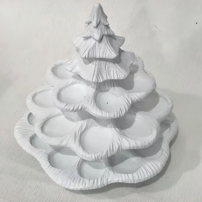 Devil Egg Christmas Tree Plate Plant Shape Egg Holder, Party Tableware, Home Decor Ornament, One Box Per Pack, Ca Prop 65 Compliant