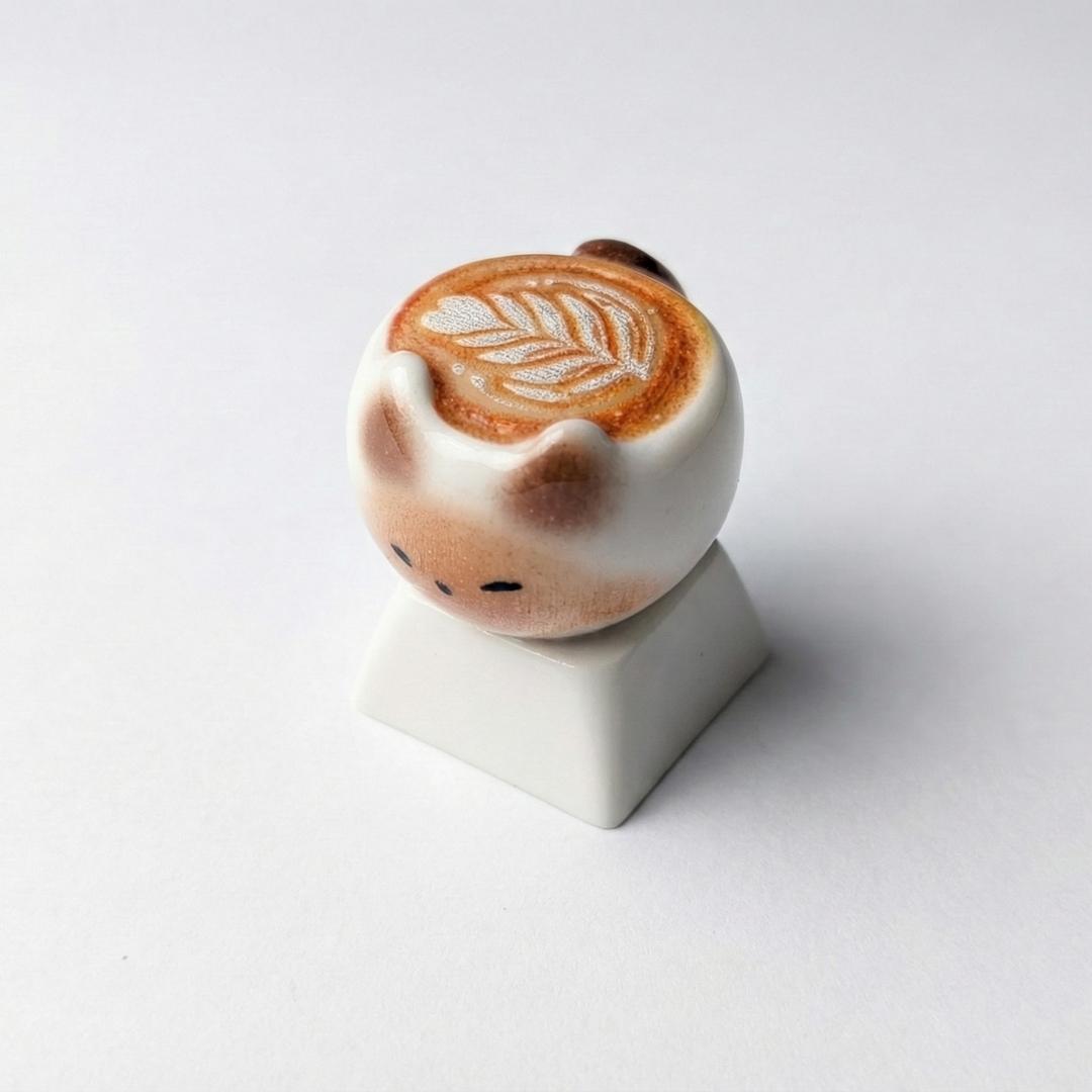 Cute Thai Cat Coffee Cartoon Keycaps, Kawaii Pbt Mechanical Keyboard Caps, Customizable DIY Anime Game Accessories Gift