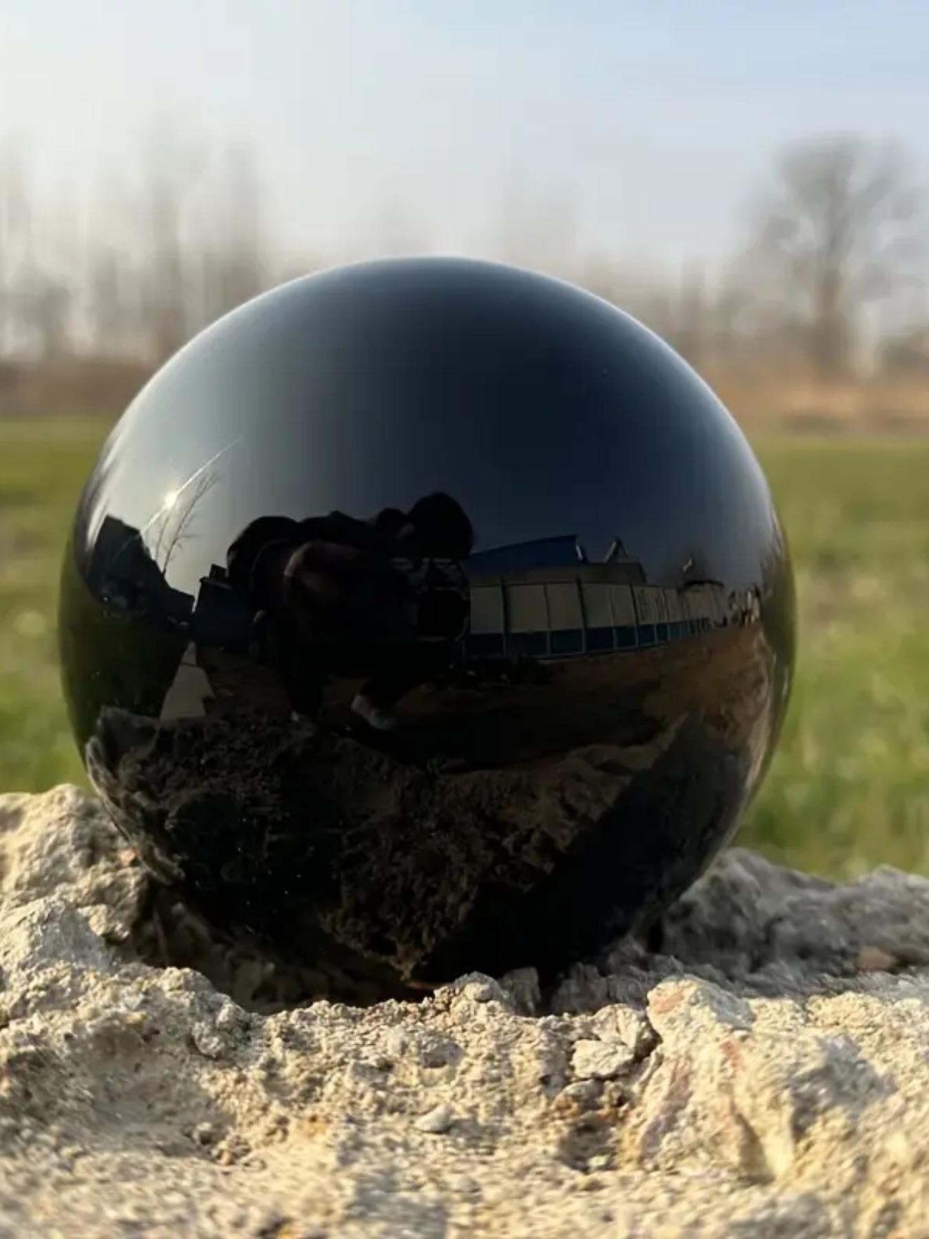 1pc Bohemian Style Obsidian & Quartz Crystal Ball - Healing&Meditation,Hand-Polished, Round Rock Crystal Ornament for Office Decor, Home Decor, Christmas, Birthday & Holiday Gifts, Office Decoration | Bohemian Style | Smooth Texture, Crystal Ball Decor