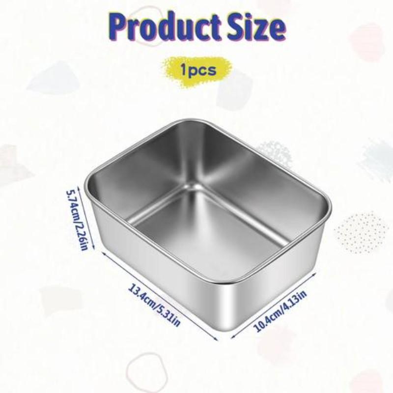 Stainless Steel Rectangular Tray with Lid – Thickened food-grade storage tray for steaming, serving and food preservation. Durable multi-purpose kitchen container, not microwave safe.