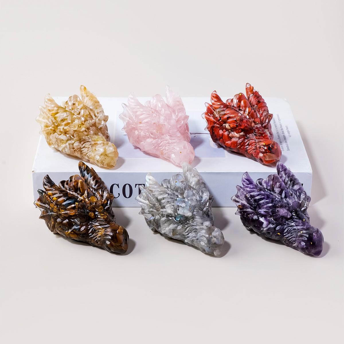 Natural Crystal Dragon Head Statue, Reiki Healing Feng Shui Figurine, Home Office Decoration, New Year Gift, 1pc Amulet Sculpture