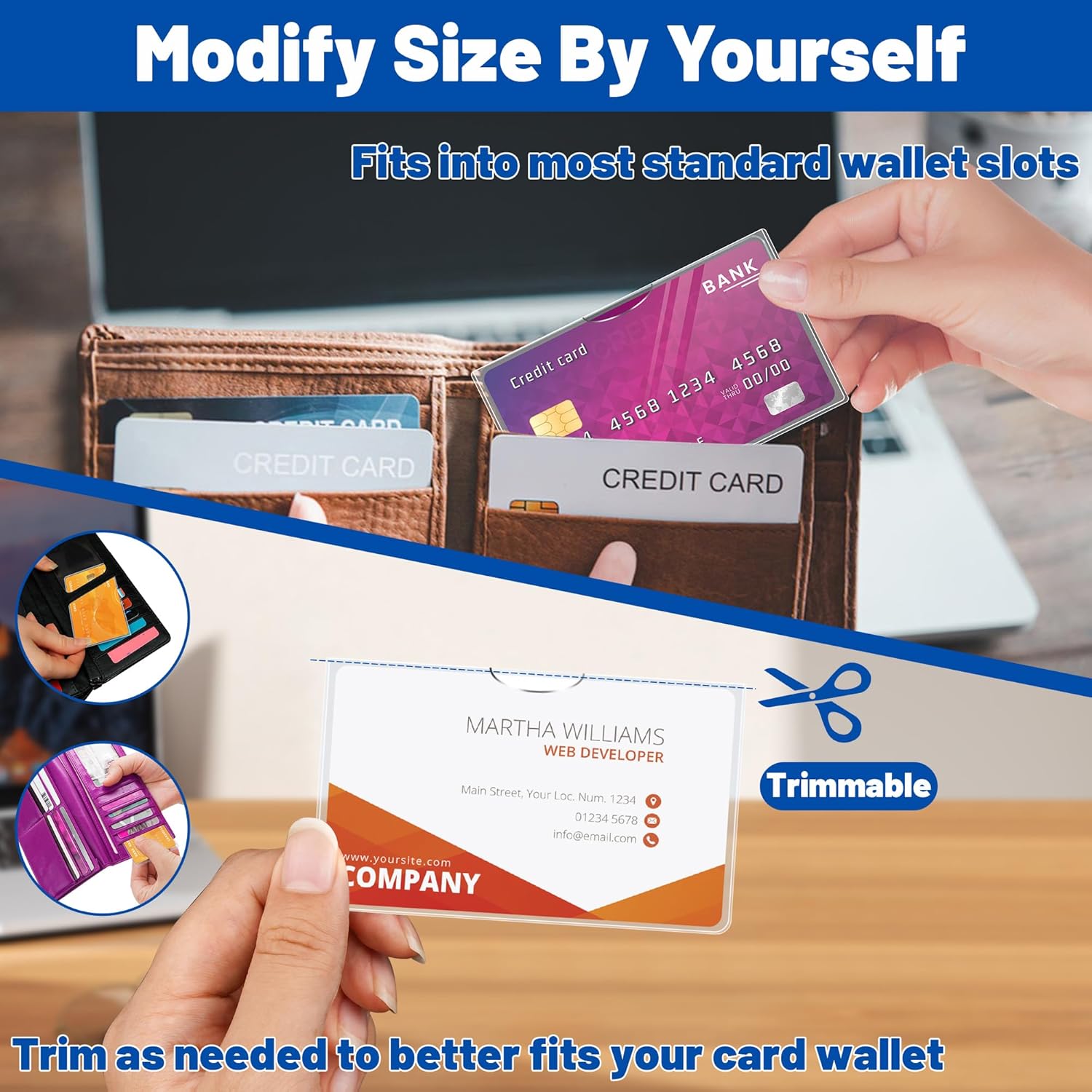 Clear PVC Social Security Card Protector Sleeves, Waterproof 12Mil Card Holder Covers for Social Security, Medicare, ID, Credit and Business Cards