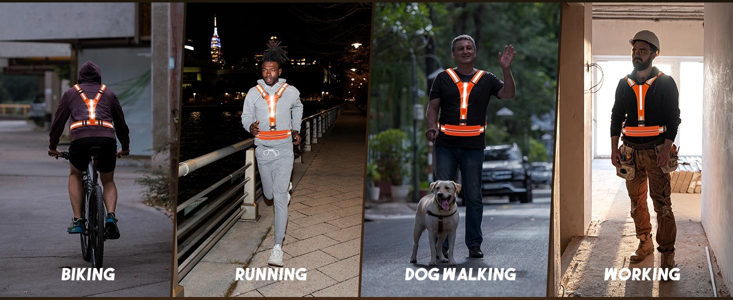 1pc Warning Reflective Safety Vest Electric Scooter Flashing Cycling Vest Can Storage Mobile Phones USB Rechargeable LED Vests for Nighttime Running Jogging Riding