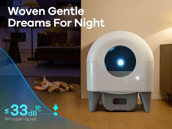 Self-Cleaning Cat Litter Box, 95L, App-Controlled, Safety Sensors, Washable Liner, 2 Rolls Garbage Bags