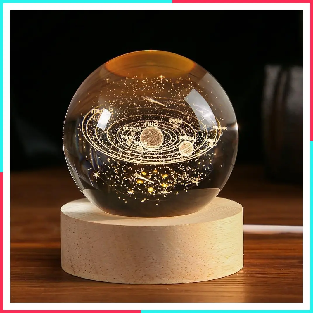 3D Solar System Crystal Ball 60mm Universe Gift for Space Lovers
