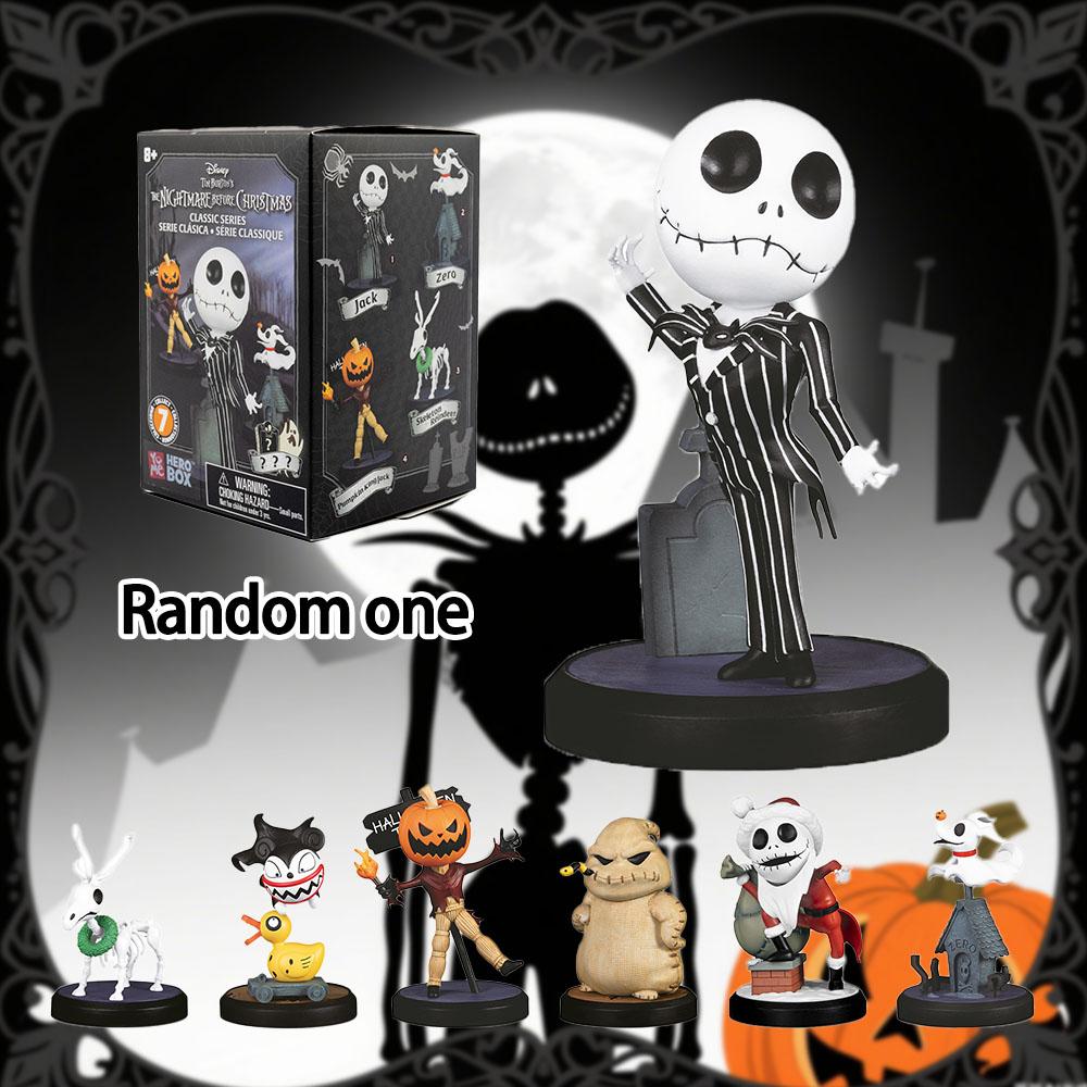 1PC Disney Officially Licensed The Nightmare Before Christmas Jack Skellington Zero Oogie Boogie Vampire Teddy Pumpkin Head Scarecrow Movie Figural Peripheral Collectible High-Quality Collections Desktop Decorations Christmas Good Gifts