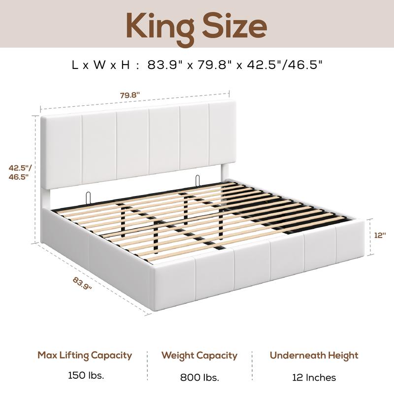 MUTICOR Velvet Upholstered Lift-Up Storage Bed Frame,Gas Lift Platform Base with Large Storage, No Box Spring Needed，Full/King/Queen Size Bed Frame. #TikTokShopBlackFriday #ChristmasGifts