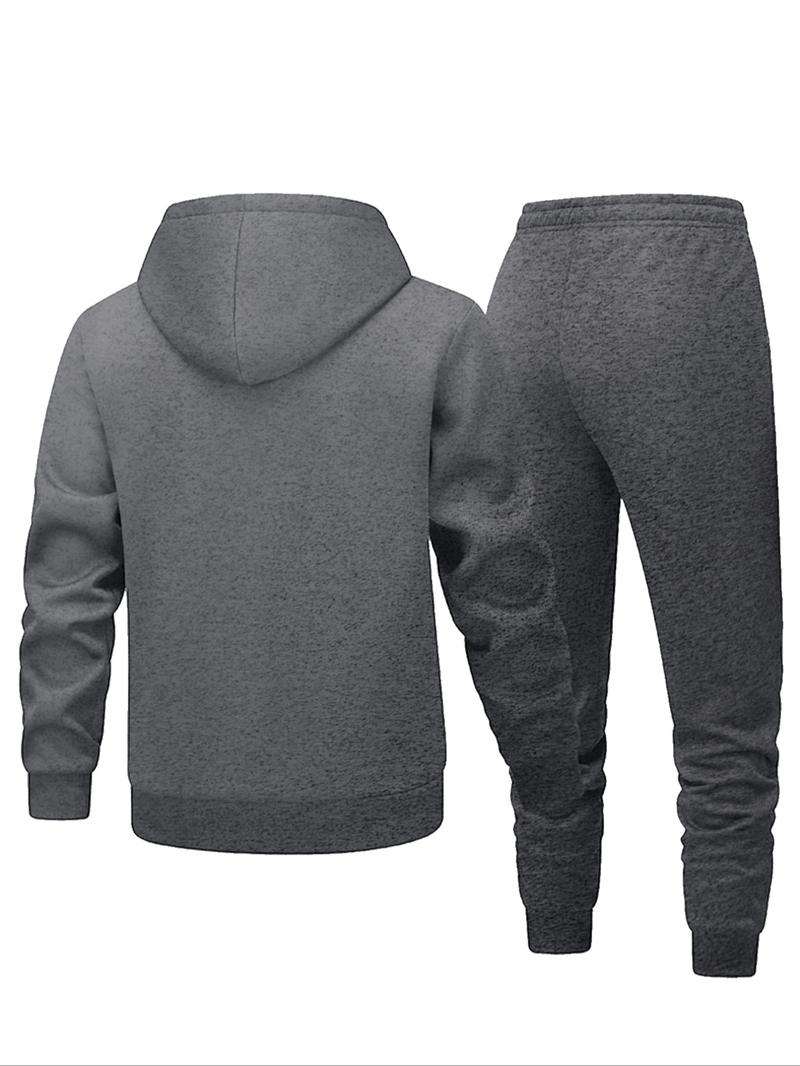 Men's Fall Winter Two-Piece Set, Hooded Plush Jacket & Casual Pants, Plus Size, Multiple Colors, Ideal for Outdoor Activities Men's Fall Winter Two-Piece Set, Hooded Plush Jacket & Casual Pants, Plus Size, Multiple Colors, Ideal for Outdoor Activities