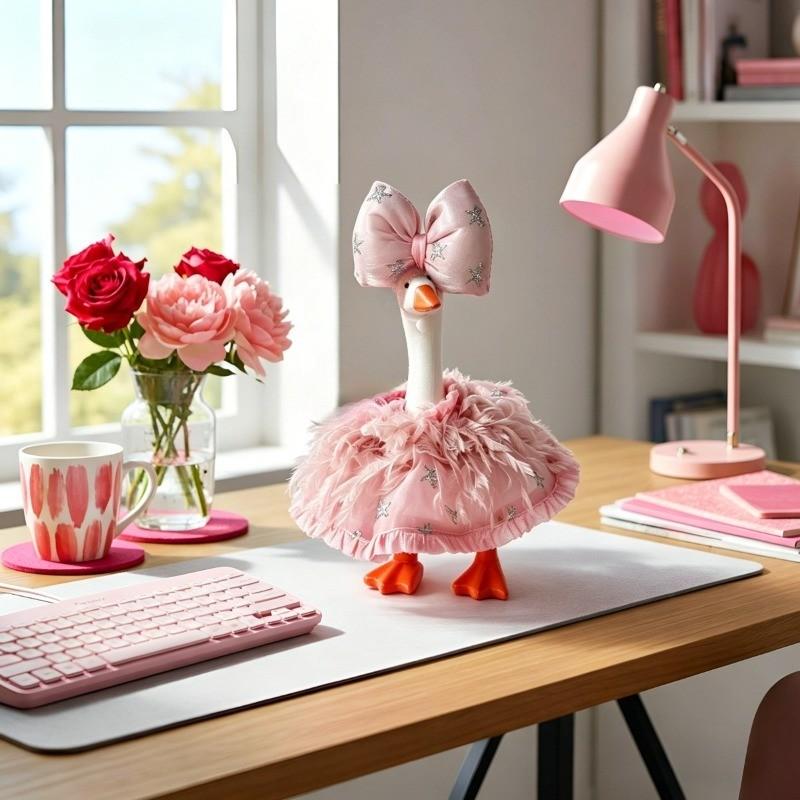 Princess Goose Set with Star Bow and Feather Tutu, Perfect for 7-Inch Gooses, Includes No Statue, Ideal for Decorative Use