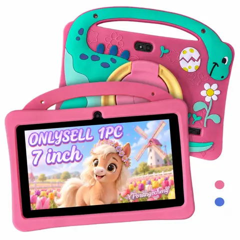 Smart kids tablet, Childrens tablet 7-inch Android 12, 5G WiFi HD screen, dual cameras with shockproof case, supports IWAWA & parental control, various Google Play games, for fun & study, USB cable included, power adapter not included
