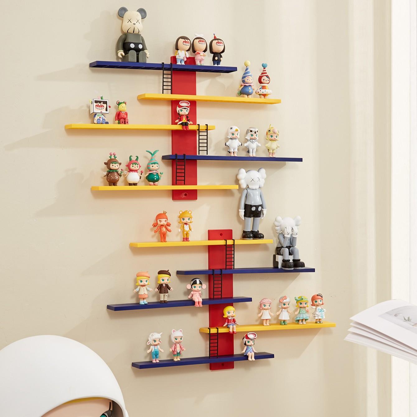 Adjustable Wall-Mounted Display Rack, 5-Tier Ps Board Storage Shelf, Modern Home Decor Organizer for Action Figures, Dolls, Statues, Toys