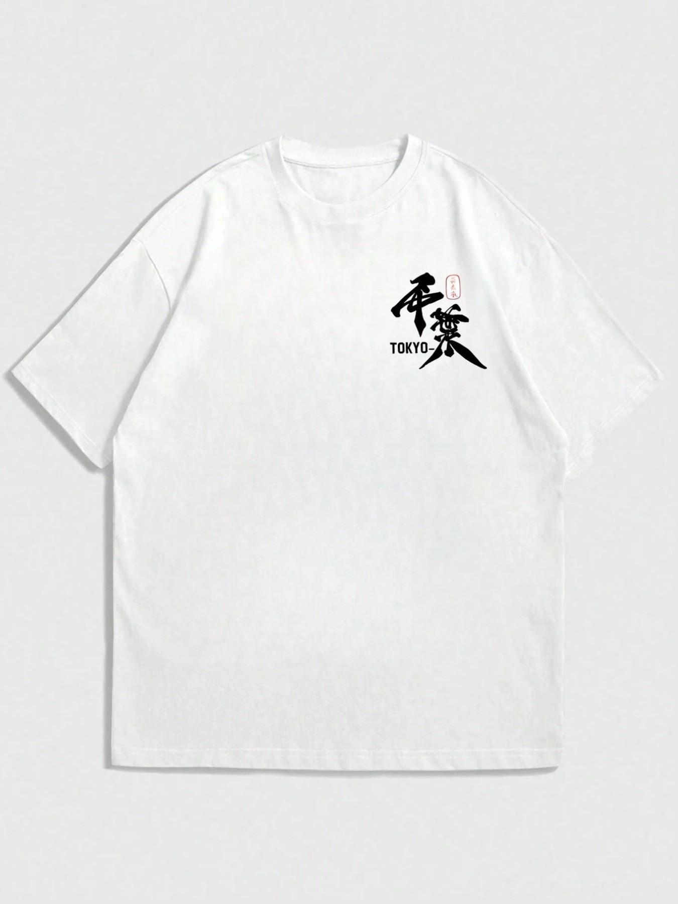 Japanese Samurai Graphic Print Oversized White T-Shirt Streetwear Y2K Retro Tokyo Samurai Graphic Tee With Inspirational Quote