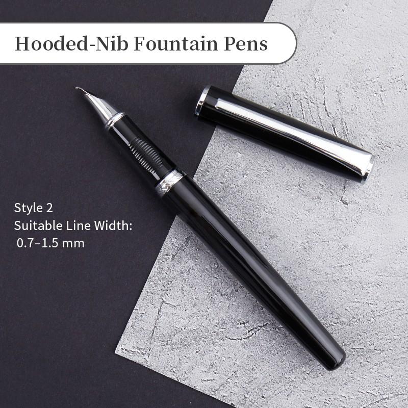 Liupintang Fude Nib Calligraphy Fountain Pen – Smooth Writing Pen for Beautiful Handwriting & Signature, Gift Set with 12 Ink Cartridges