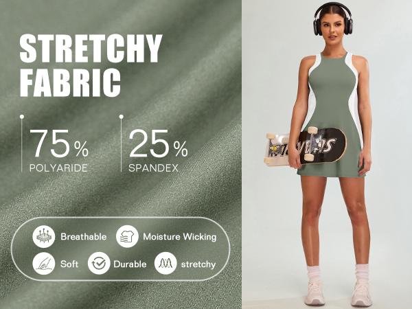 Blooming Jelly Women Tennis Dress Casual Athletic Color Block Outfit Racerback Built in Bra Golf Separate Shorts with Pocket