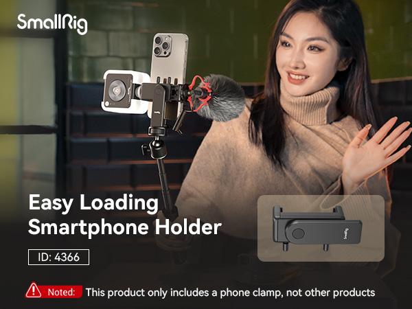 SmallRig Phone Tripod Mount, Anti-Pinch Smartphone Holder, Phone Clamp with 2 Cold Shoe Mounts, Vertical and Horizontal Phone Clip Tripod Attachment, for iPhone, Samsung 4366