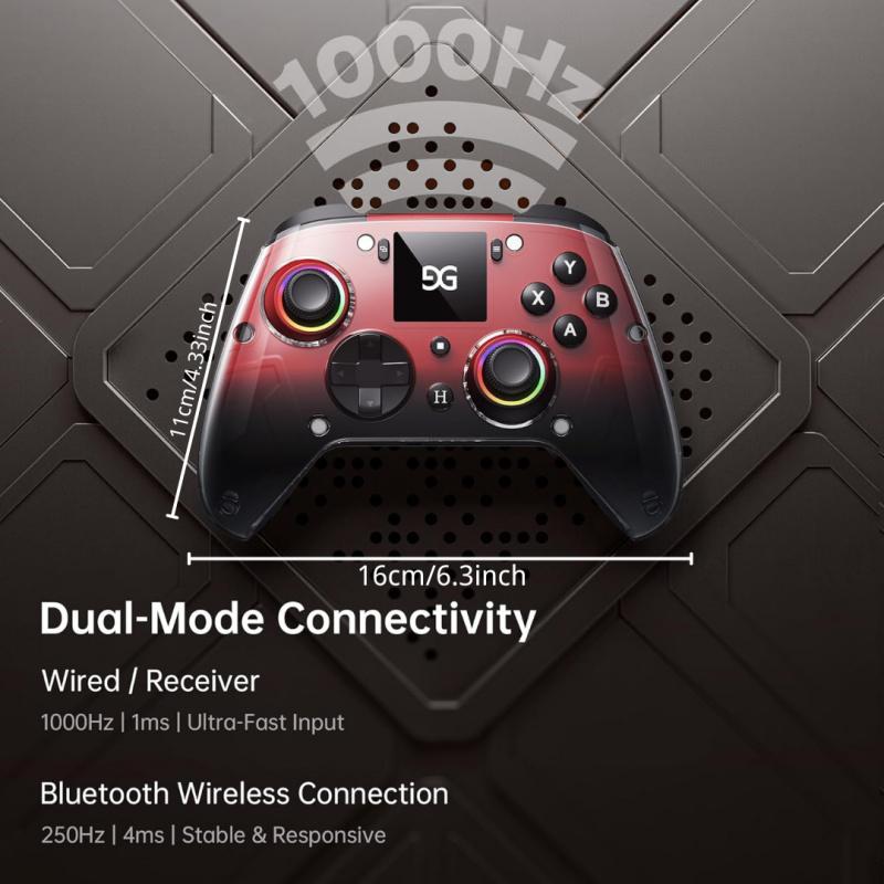 Wireless Gaming Controller with Interactive Screen, 1000Hz Polling Rate, Hall Joysticks & Triggers, 4 Programmable Buttons, Compatible with PC, Switch1, PS4, iOS, Android, New Year's gift, Valentine's Day gift