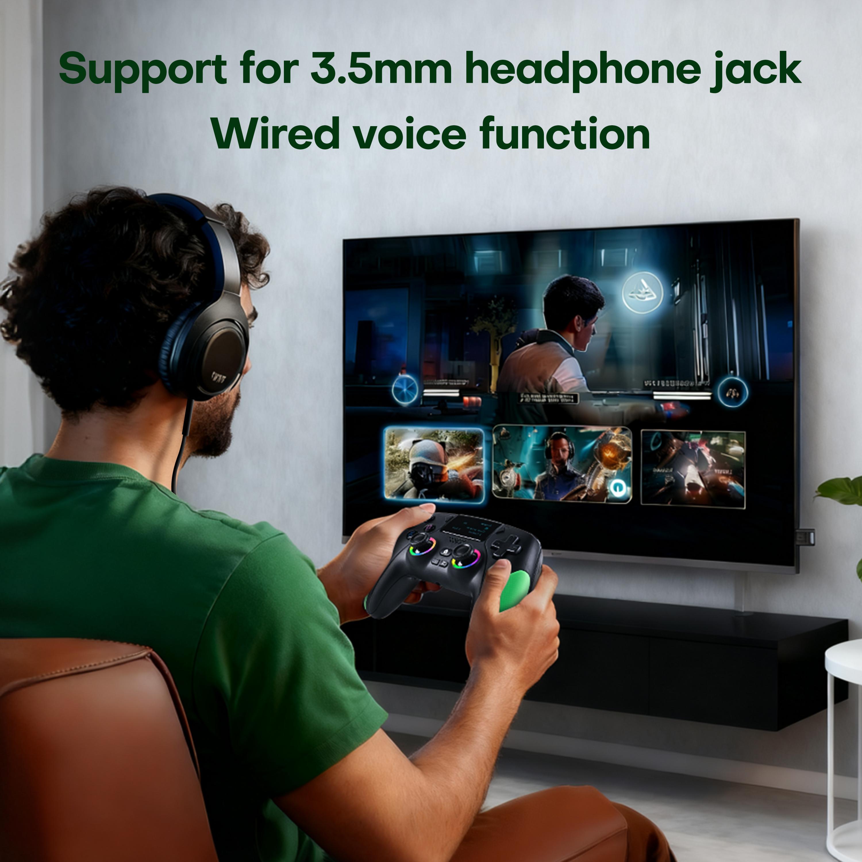 Wireless Game Controller, Rechargeable Gaming Joystick with RGB Lighting, Mappable Buttons, Compatible with PC/switch/iOS/android/steam Deck