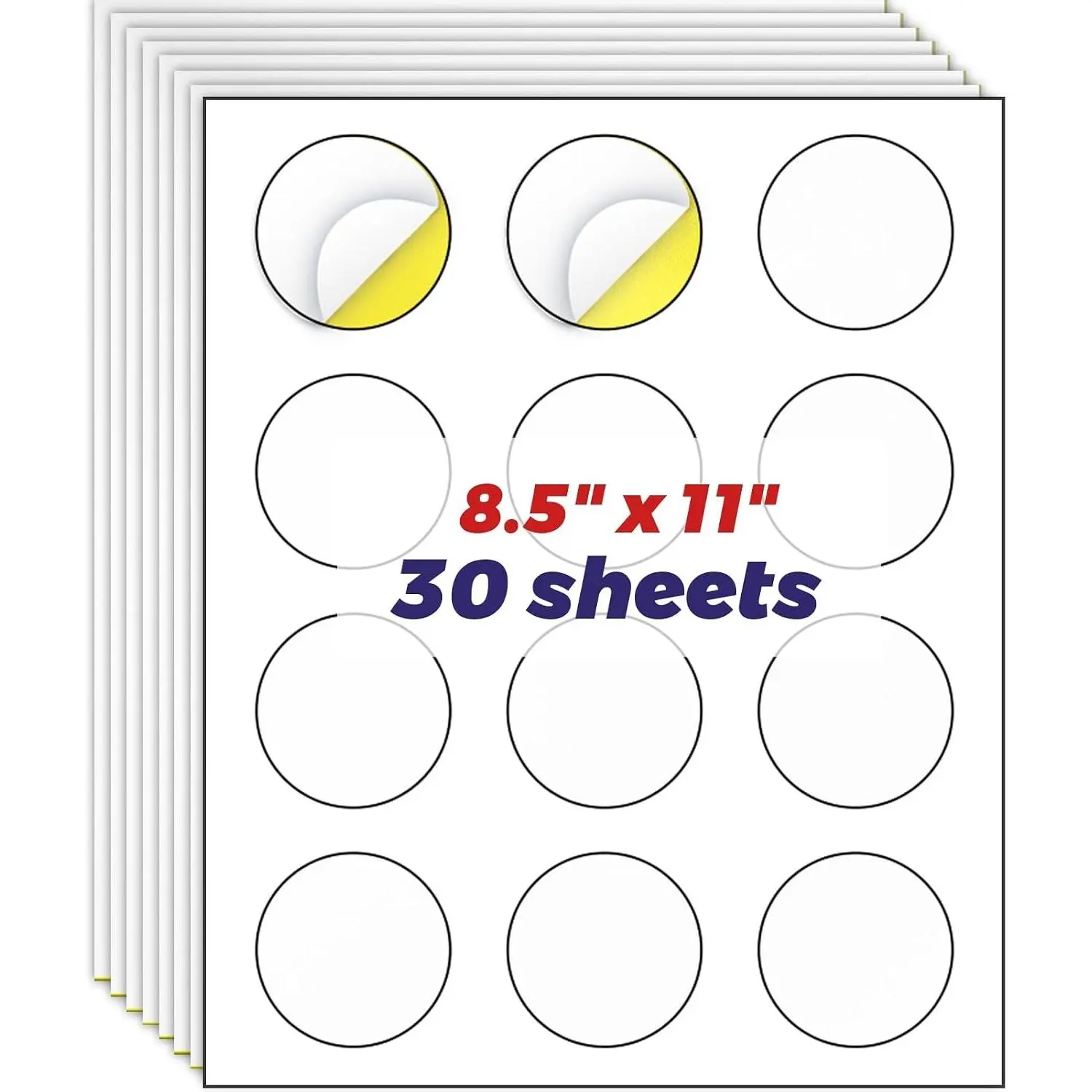 2" Round Sticker Labels, Matte Circle Stickers for Inkjet Printer, Printable Blank White Strong Adhesive Labels for Logo, Business, 30 Sheets, 360 Labels
