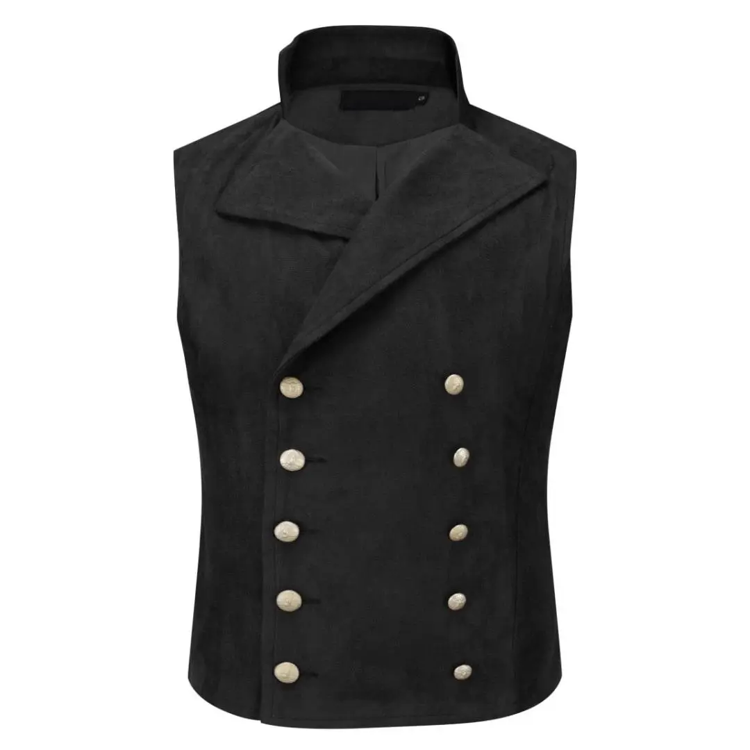 Men Vest Black Velvet Height Lapel Double Button Waistcoat For Wedding Banquet Business Office Casual Daily Work Men Suit Vest
