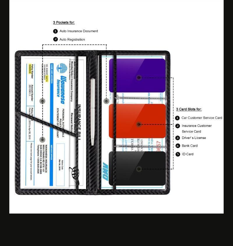 Car Registration & Insurance Card Holder, Magnetic Closure Vehicle Organizer, Car Essential Document Wallet, Spring Gift, for Pokemon Cards Holder, Compact Car Accessories, Essential for Owners