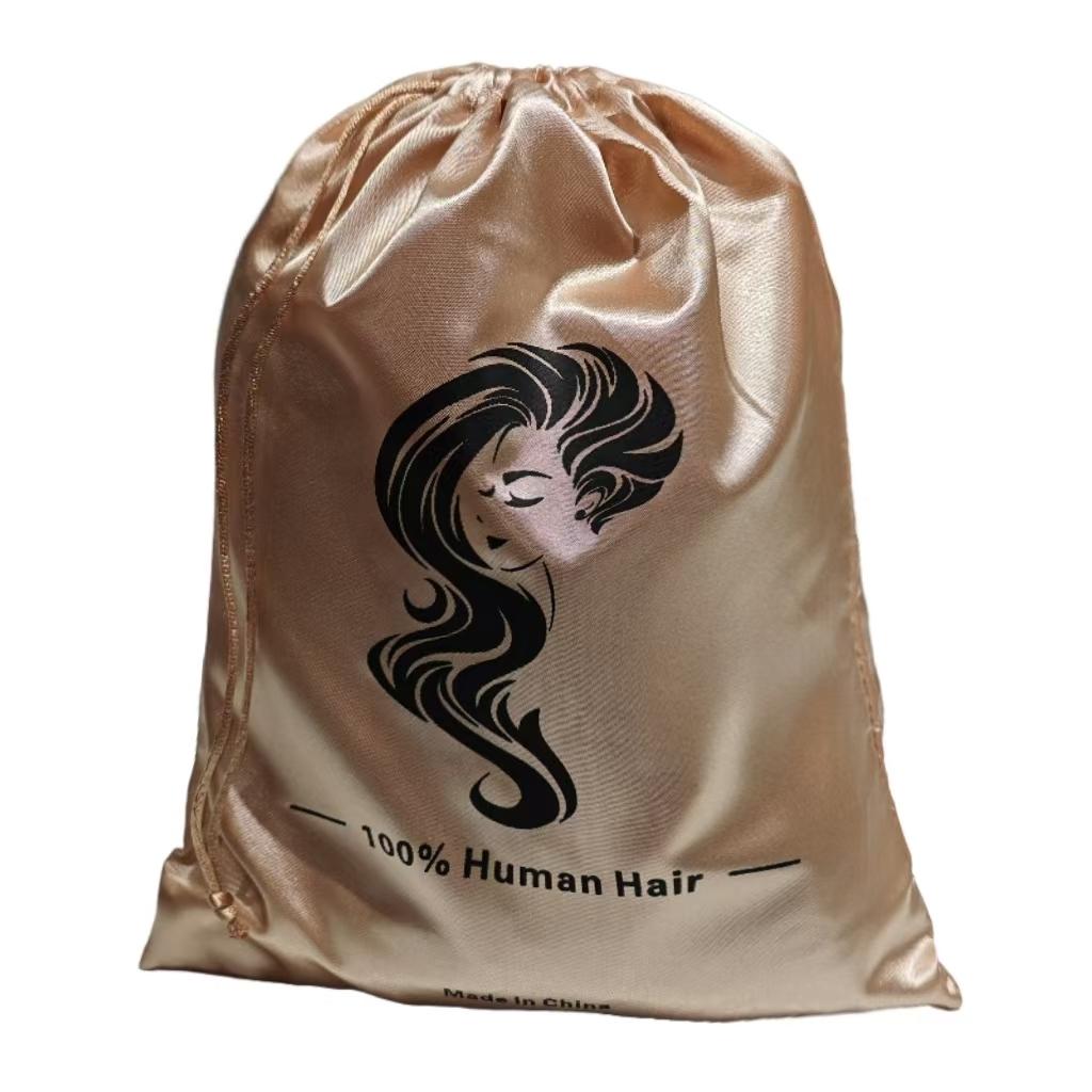 【Not for sale】Silky Bag Soft Big Hair Bag Golden Storage Bag for Wig Storage Silk Bag 1 Count