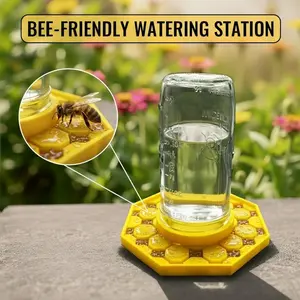 Honeycomb Bee Water Tool Compatible Mason Jar, Safe Feeder for Garden and Patio, Beneficial Bee Drinking Fountain with Nesting Site