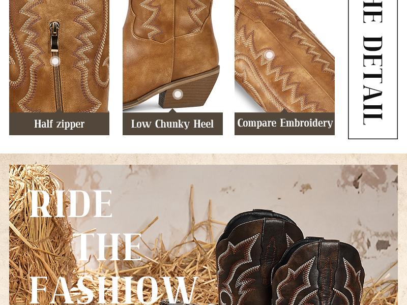 Wetkiss Women Embroidery Cowgirl Cowboy Boots with Zipper Pointed Toe, Knee High Western Retro Vintage Classic Tall Boots for Ladies ,Women's Shoes,Women's Boots #TikTokShopSpringGlowUp #greenish