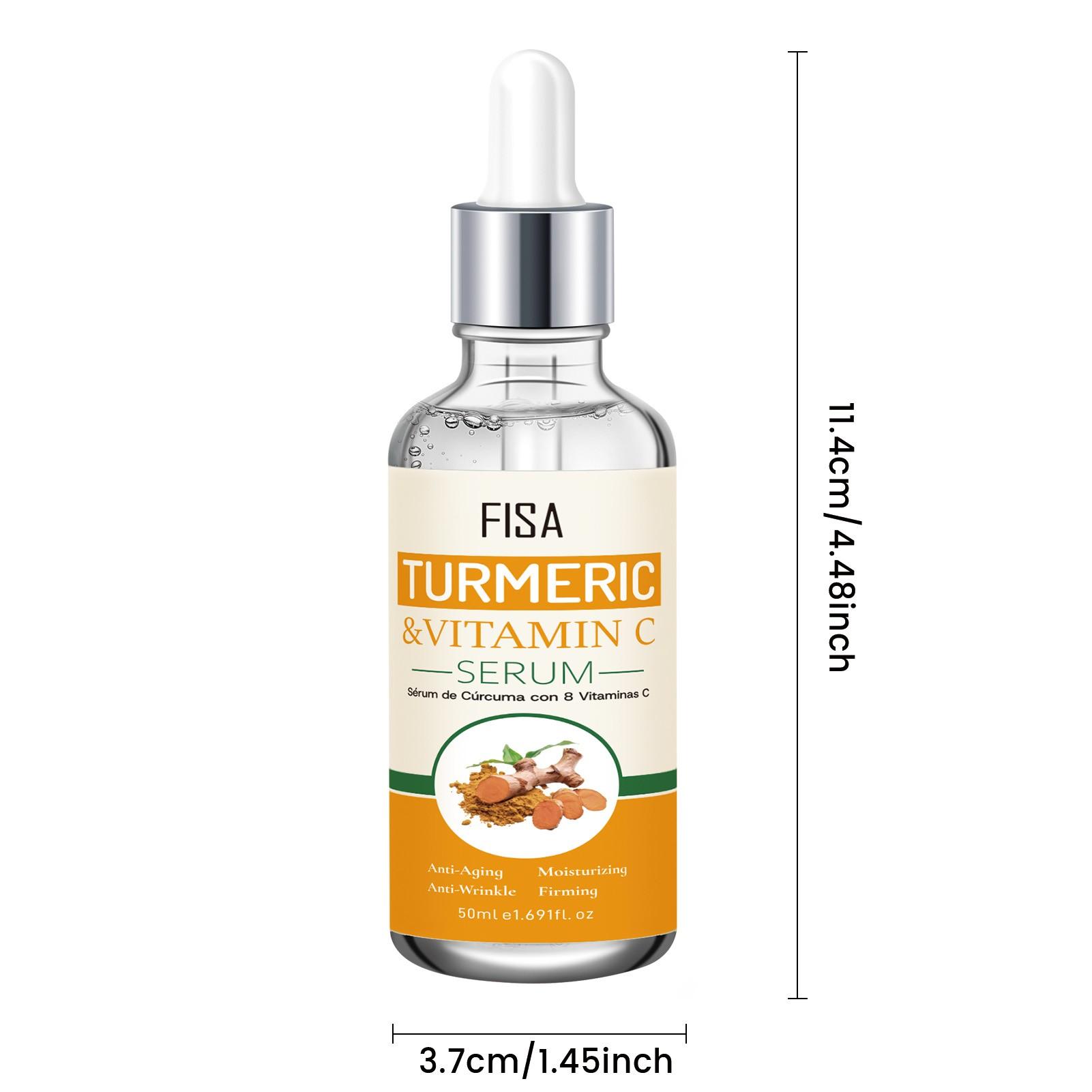Turmeric Vitamin C Dual-Action Serum, Reduces Fine Lines, Brightens Skin, Hydrates, Tightens, Suitable for All Skin Types, 50ML