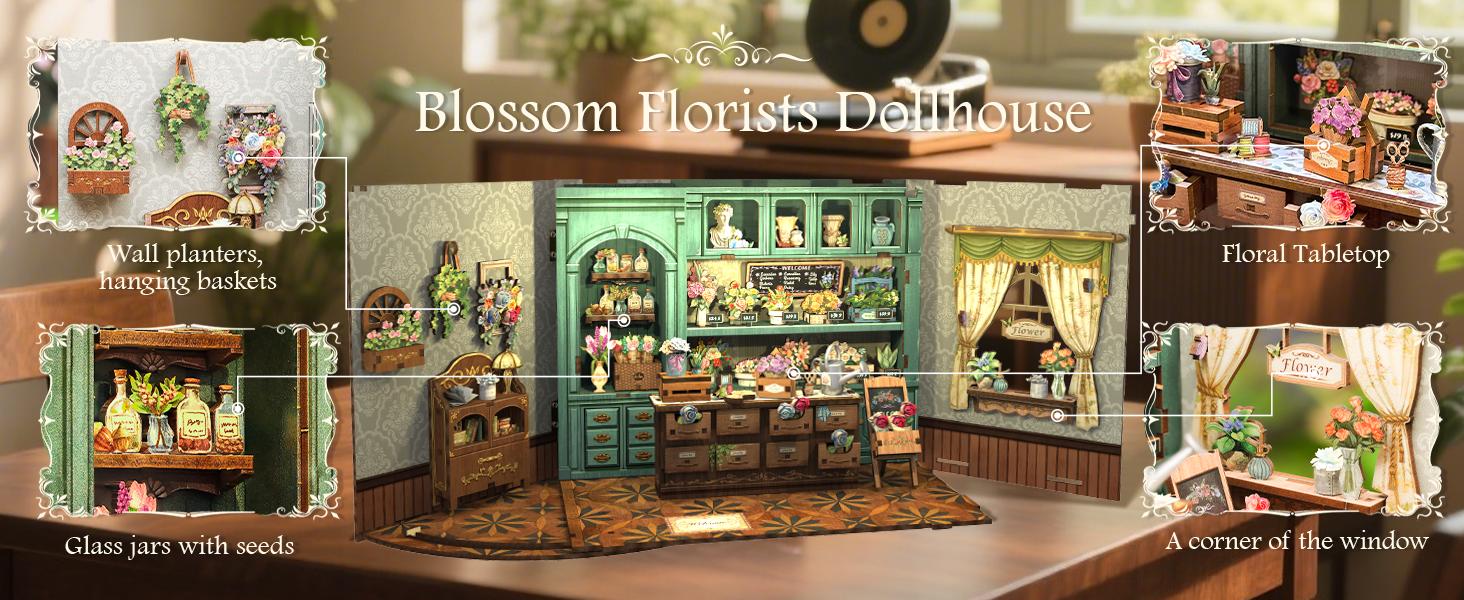 CUTEBEE DIY 3D Book Nook Kit Blossom Florists – Miniature Wooden Flower Shop Dollhouse, Handmade Tiny House Bookshelf Decor | Holiday, Christmas and Black Friday Gift CUTEBEE DIY 3D Book Nook Kit Blossom Florists – Miniature Wooden Flower Shop Dollhouse, Handmade Tiny House Bookshelf Decor | Holiday, Christmas and Black Friday Gift