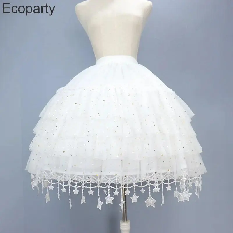 New Women Ruffled Petticoat Fluffy Bubble Tutu Skirt Crinoline Underskirt No Hoop Boneless Lolita Tutu Skirt With Tulle Skirt